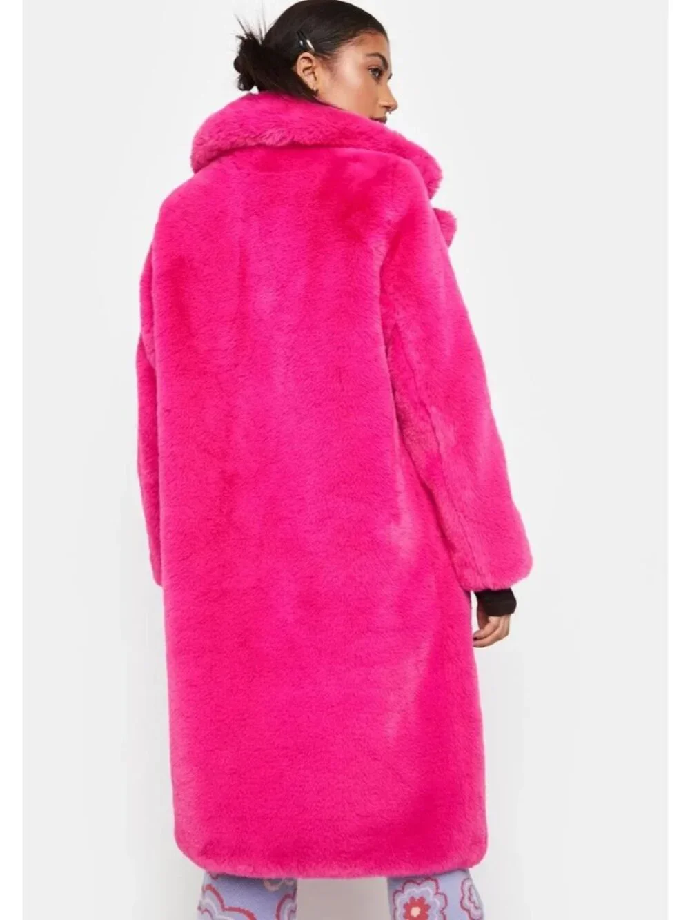Noize Hot Pink Super Plush Faux Fur  Midi Teddy Coat NEW XXL - Picture 9 of 9